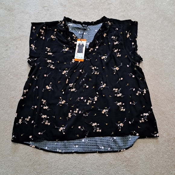 Buffalo David Bitton Floral Blouse Lightweight Flowy Top XXL Black Pink - Picture 14 of 14